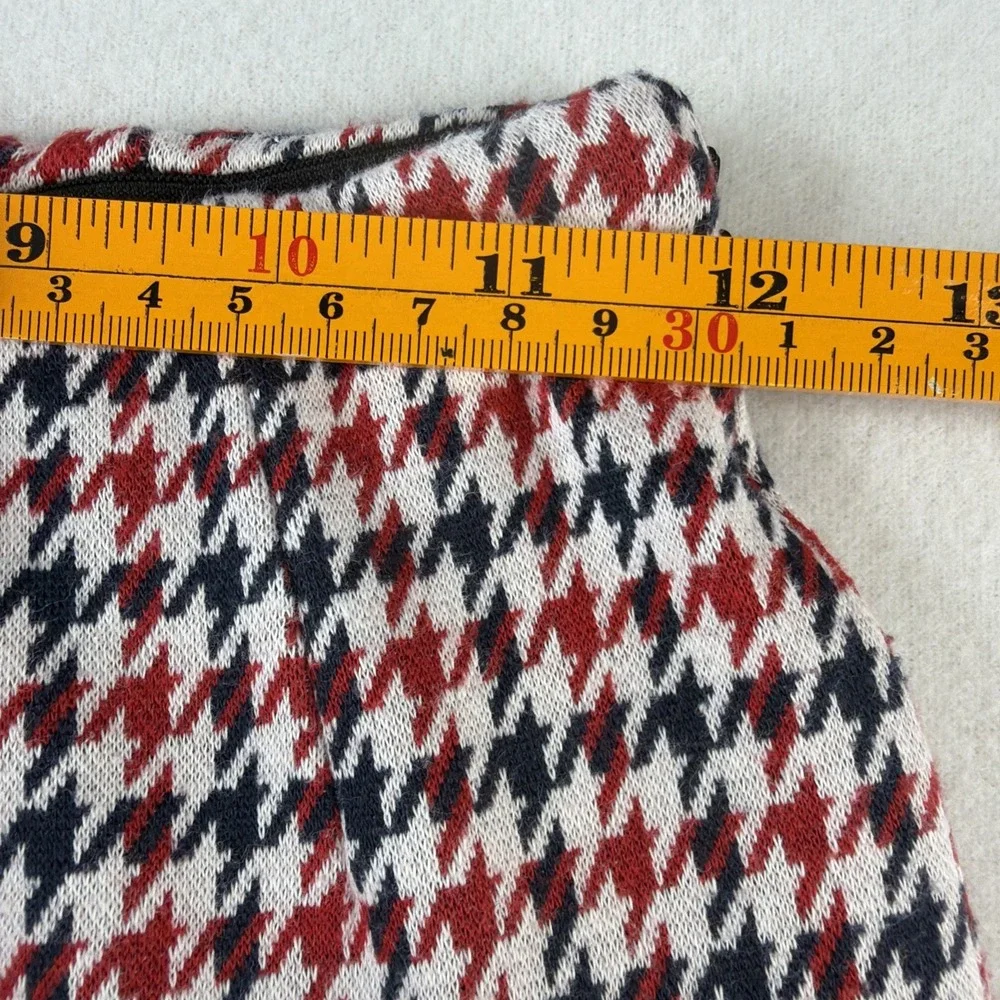 Free People Womens Flare Pants XS Red Black Houndstooth Pull On Stretch